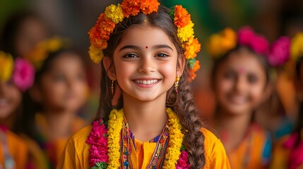 Fototapeta premium School celebration for National Children Day, students showcasing talents, performances on stage, cheering classmates, joyful environment