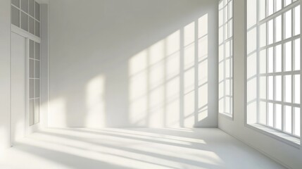 Obraz premium Sunlight Streaming Through Windows in a White Room