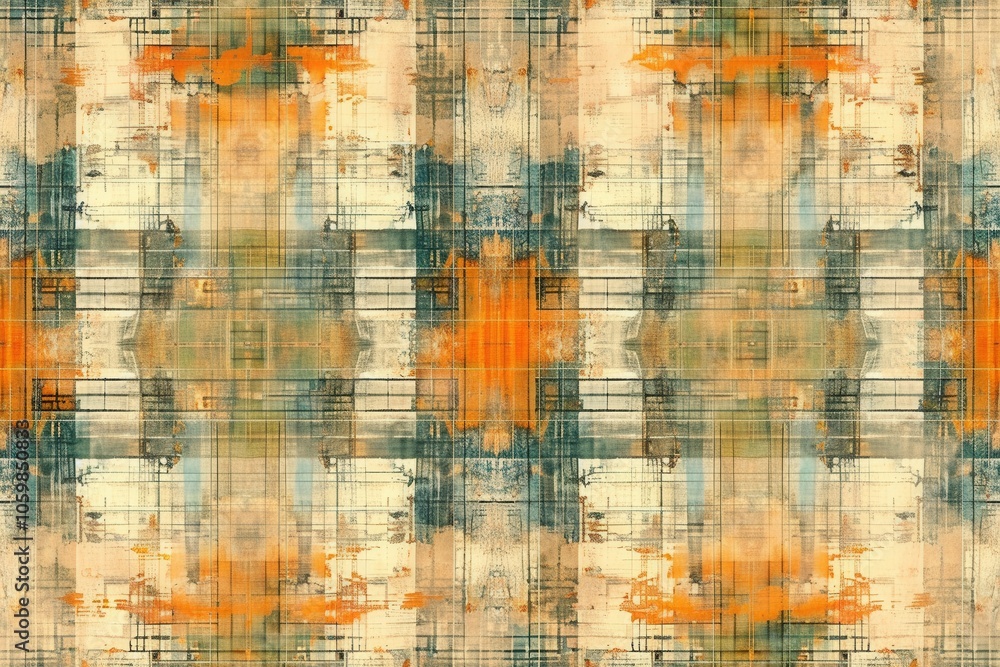 Poster the image is a colorful abstract painting with a checkered pattern
