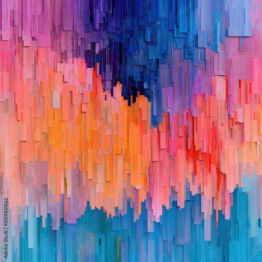 Aufkleber vibrant abstract art with colorful stripes and layers creating a visual symphony