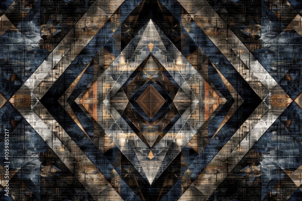 Poster a pattern of squares and triangles in a variety of colors