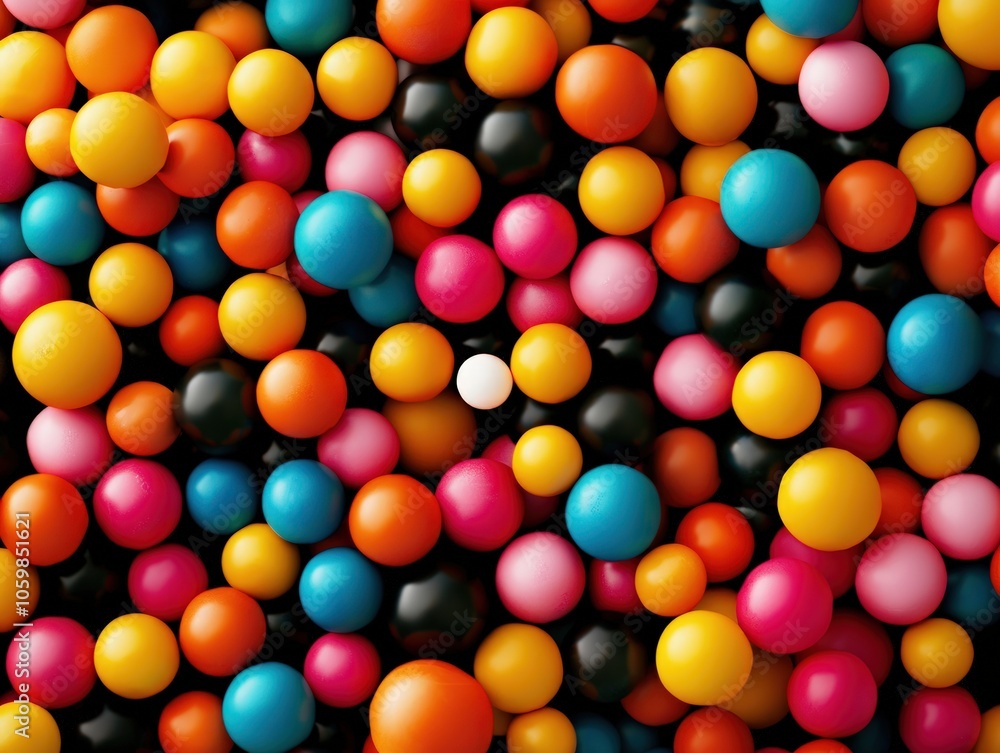 Poster vibrant collection of colorful balls in varying sizes creating a playful visual experience
