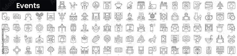 Aufkleber set of outline events icons. minimalist thin linear web icons bundle. vector illustration.