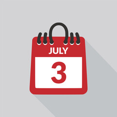 Fototapeta premium July 3 Calendar icon vector illustration.