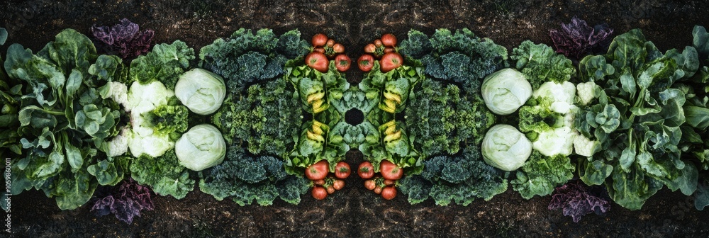 Poster a lush garden features neatly arranged rows of various vegetables basking in the afternoon sunlight,