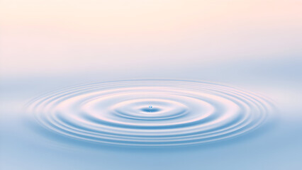 Serene Water Ripple with Soft Pastel Background - Minimalist Tranquility