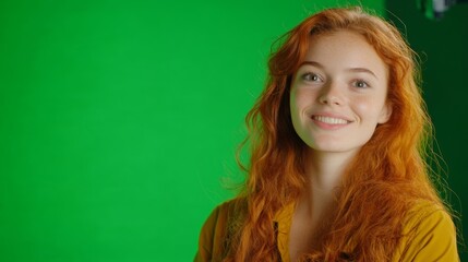 Fototapeta premium The backdrop is a vibrant green highlighting their joyful expressions.