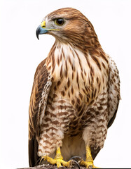 A majestic hawk with a piercing gaze, showcasing its intricate feather patterns and sharp beak