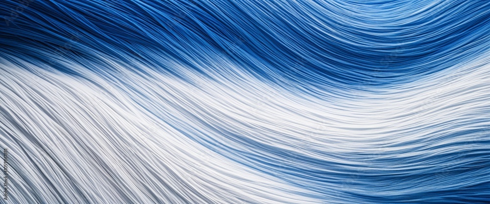 Poster abstract blue and white wave pattern with flowing curved lines and textured details