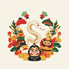 Naklejka premium 新春の祝福巳年 