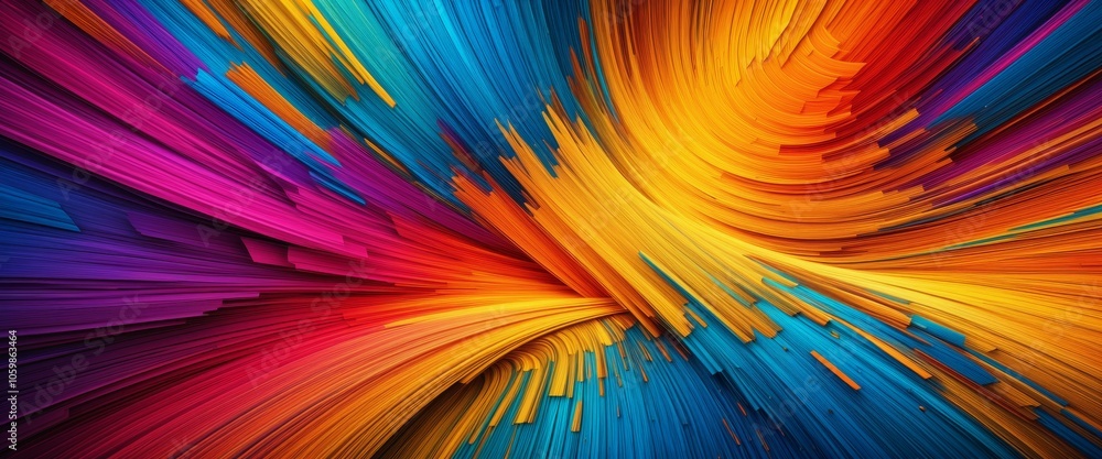 Poster vivid abstract flow of colorful brush strokes and dynamic patterns