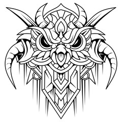 Hand drawn of owl monster tattoo