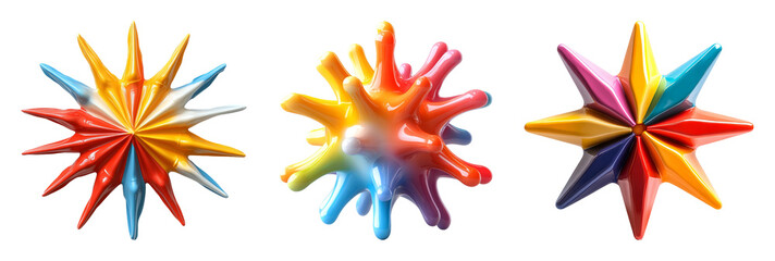 Obraz premium Colorful 3d Star Shapes On Transparent Background