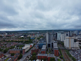 Obraz premium Cardiff City Centre and Buildings at Central Downtown and Near to Ocean Bay. The Capital City of Wales and Eleventh Largest City of United Kingdom. May 28th, 2024