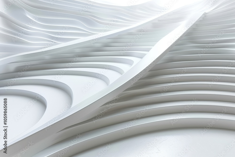 Poster the image is a white and grey abstract design with a lot of curves and lines