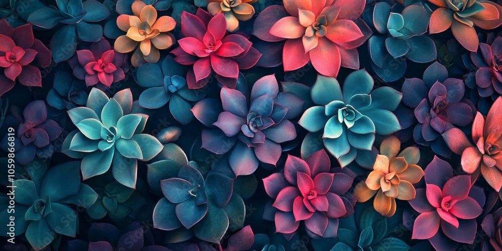 Aufkleber a stunning array of colorful succulents fills the frame. this vibrant display showcases varying shap