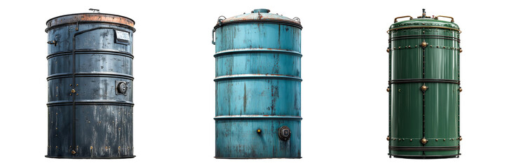 Obraz premium Vintage industrial tanks in different colors