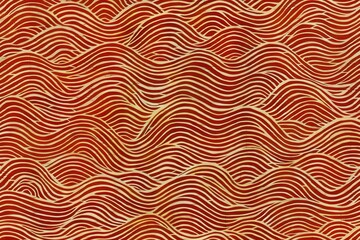 A red and gold wave patterned fabric