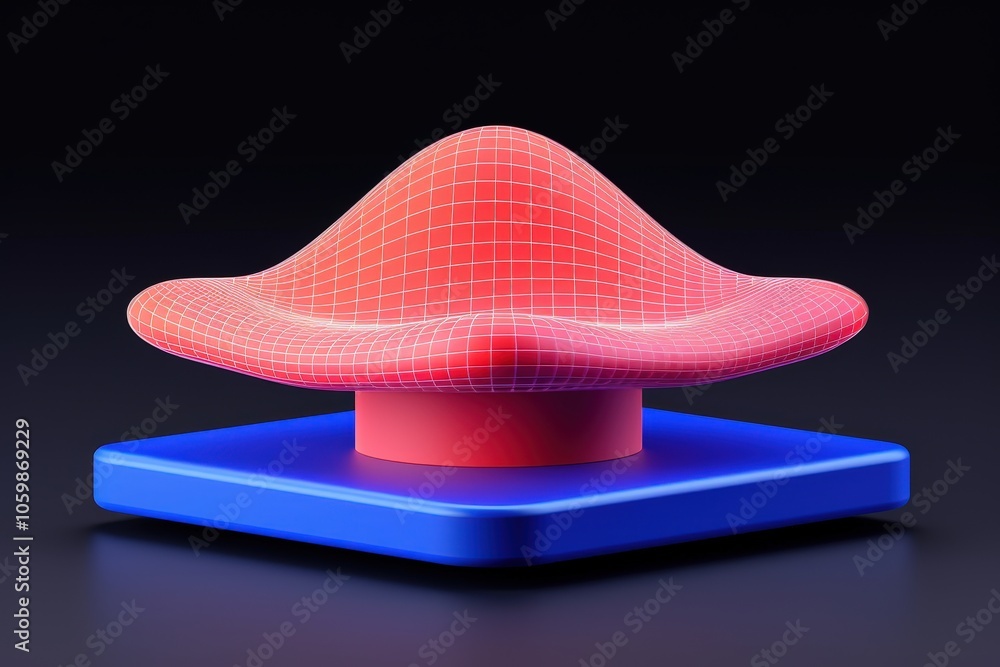 Poster a red and blue object with a red base