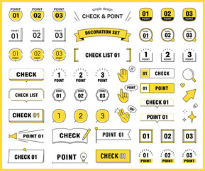 ポイントとチェックのテンプレートセット　数字　バリエーション　あしらい　ベクター　イラスト　飾り