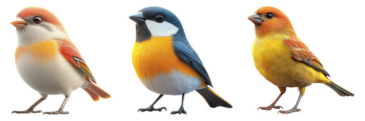 Obraz premium Colorful Birds On A Transparent Background