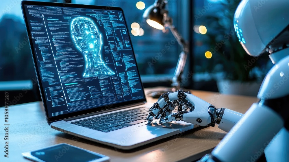 Fototapete Ai technology analyzing documents with key points on a computer display