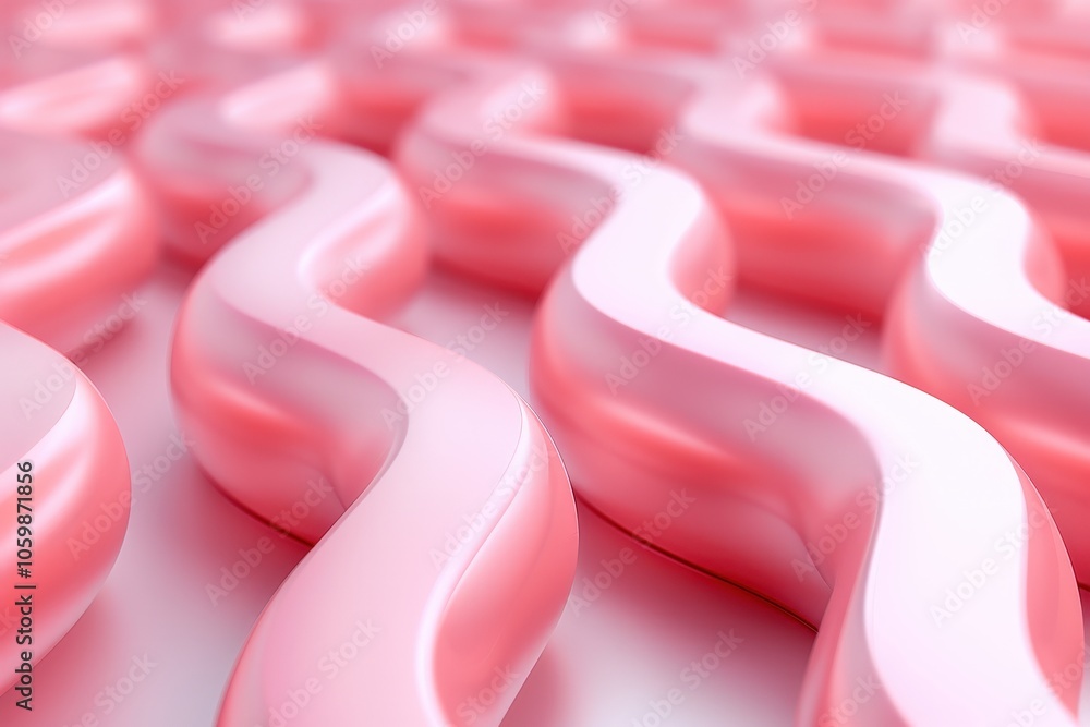 Poster The image is a close up of a pink object with a wave-like pattern