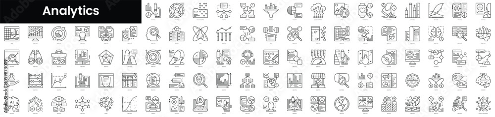 Aufkleber set of outline analytics icons. minimalist thin linear web icon set. vector illustration.
