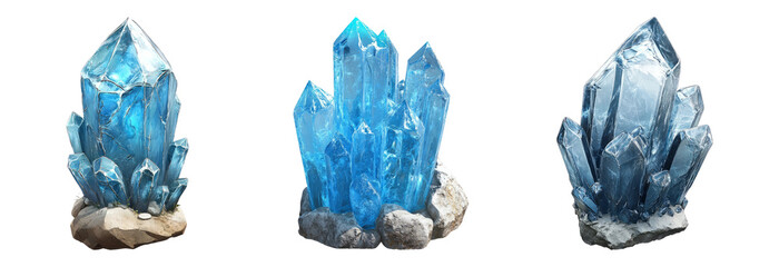 Fototapeta premium Blue Crystal Formation on Transparent Background