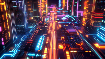 Obraz premium future holographic city