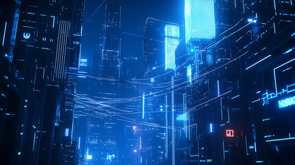 Obraz premium future holographic city