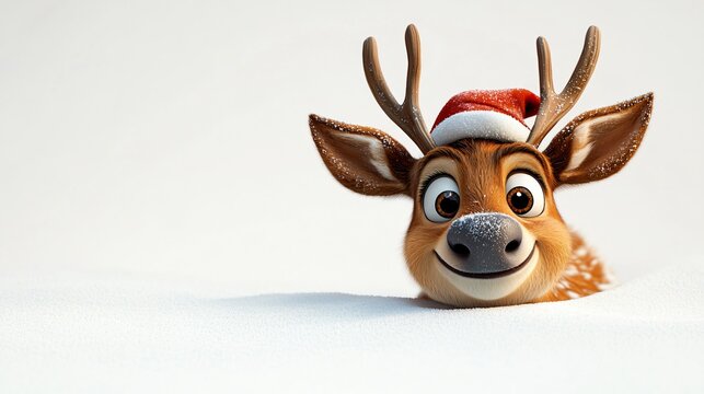 Cute Christmas Reindeer in Snow