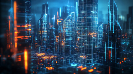 Fototapeta premium future holographic city