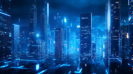 Obraz premium future holographic city
