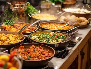Fototapeta premium Culinary class exploring global ethnic cuisine with diverse participants for a flavorful experience