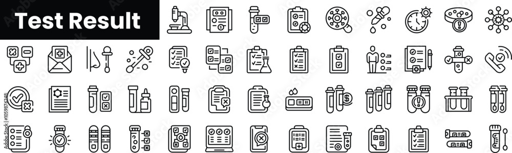 Poster set of outline test result icons
