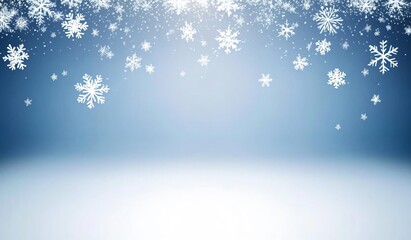 Winter Snowflakes Falling On Blue Background