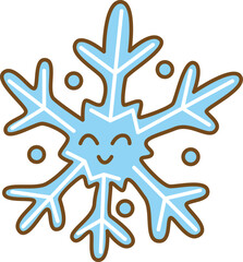 Cute cartoon snowflake with face illustration.