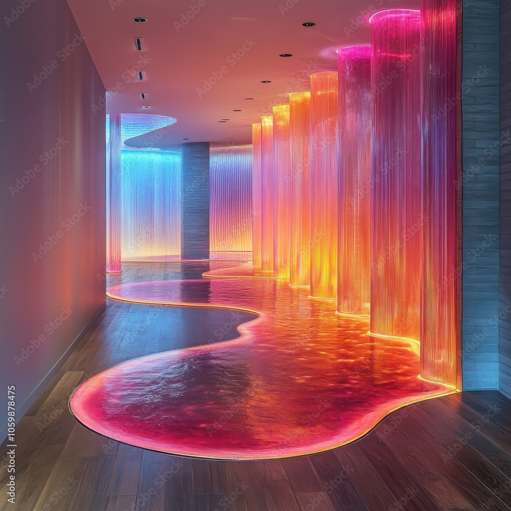 Poster exploring the intersection of modern therapeutic light installations and interactive color experienc