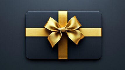 Black Gift Card with Golden Ribbon and Bow for Special Occasions