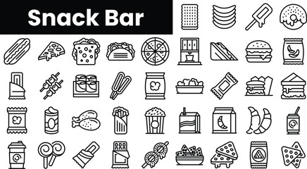 Set of outline snack bar icons