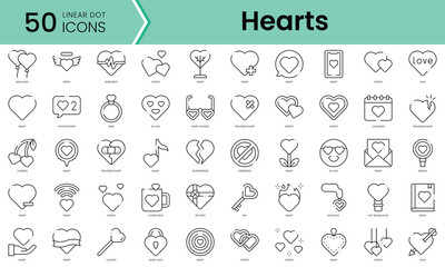 Set of hearts icons. Line art style icons bundle. vector illustration