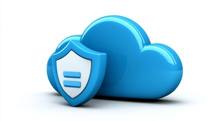 Fototapeta premium Cloud Security Protected Data Shield Icon Digital Safety Cloud Storage Network Securi