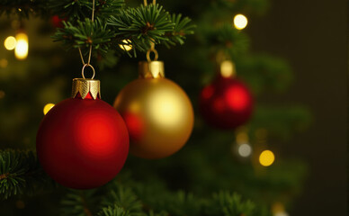Fototapeta premium christmas tree with balls decoration
