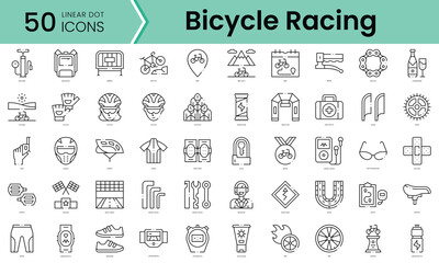 Set of bicycle racing icons. Line art style icons bundle. vector illustration