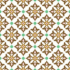 Elegant Floral Geometric Tile Pattern with Brown and Pink Motifs