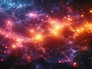 Fototapeta premium Abstract Glittering Background with Red, Orange, and Blue Lights