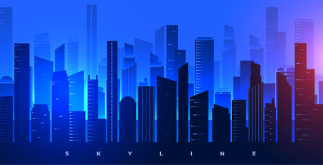 Obraz premium urban skyline cityscape night view downtown design