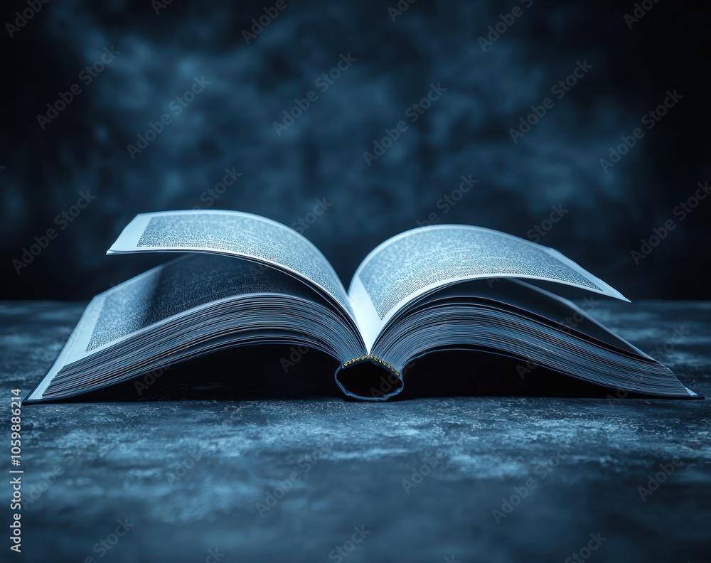 Aufkleber open book with pages spread out on a dark surface