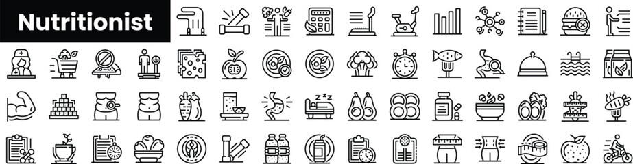 Set of outline nutritionist icons